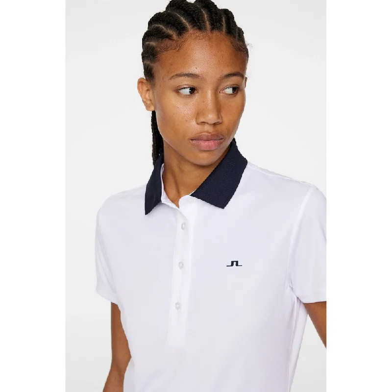 J.Lindeberg Women's Cassie Golf Polo Shirt - White/ JL Navy