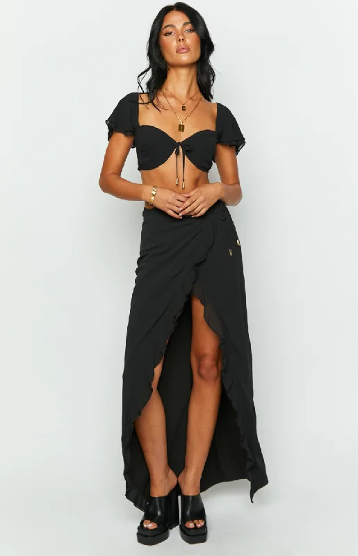 Jay Black Tie Front Crop Top