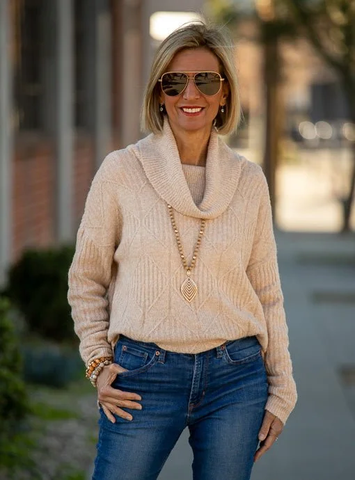 Oatmeal Cowl Neck Oversized Sweater