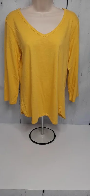 Top Pullover-V Neck-Yellow-Women's-11450