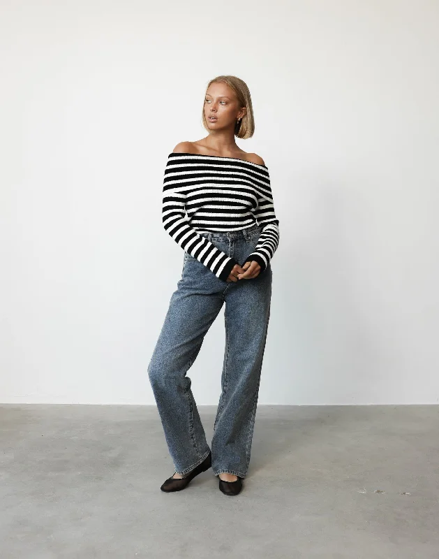 Peta Top (Black/White Stripe)