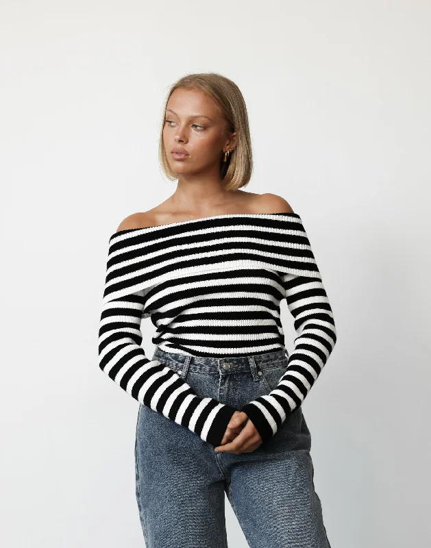 Peta Top (Black/White Stripe)