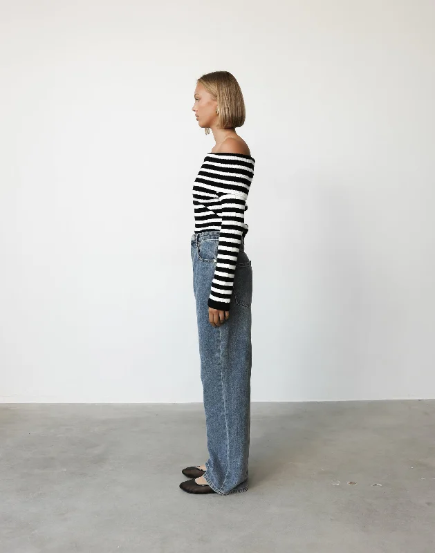 Peta Top (Black/White Stripe)