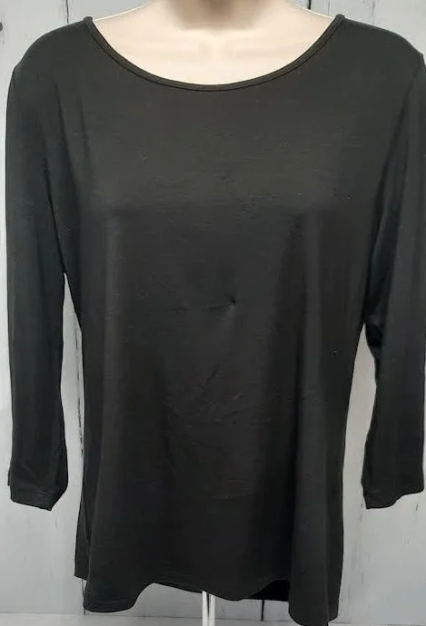 Shirt-Pullover-Black-3/4 Sleeve-Women's-B2200