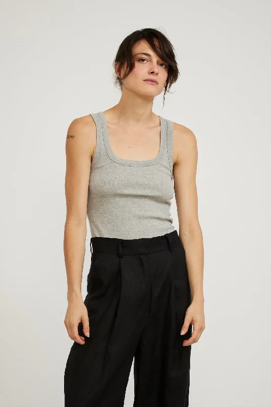 Slim Superfine Rib Tank II Grey Marle