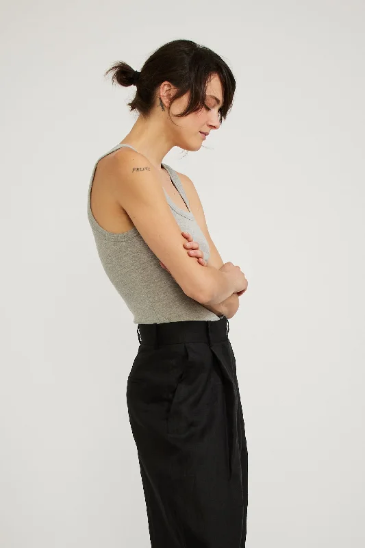 Slim Superfine Rib Tank II Grey Marle