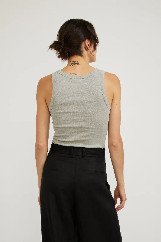 Slim Superfine Rib Tank II Grey Marle