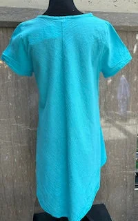 Top Pullover 1/4 Sleeve Teal Women's L1611