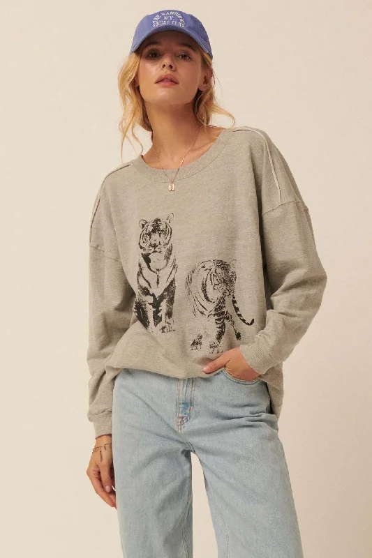 Twin Tigers Vintage-Print Graphic Sweatshirt