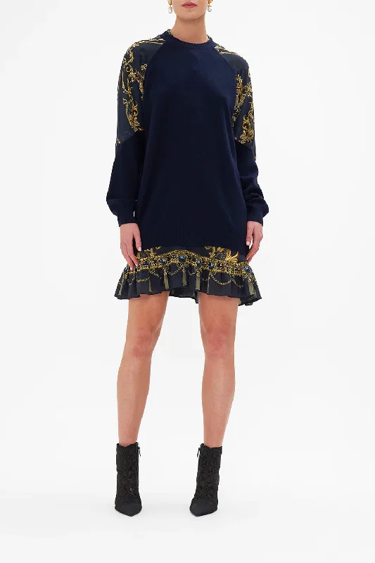 CAMILLA SILK SPLICED SHOULDER JUMPER - MOONLIGHT MELODIES