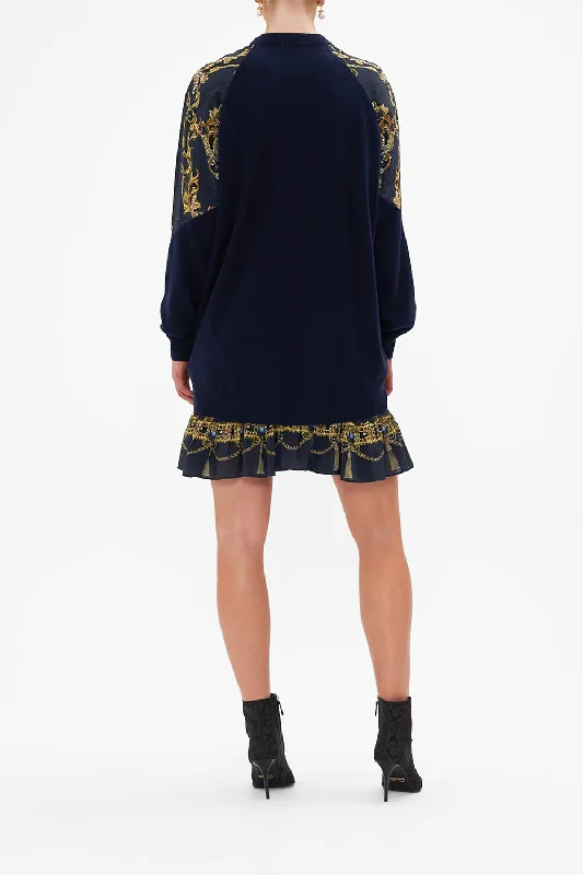 CAMILLA SILK SPLICED SHOULDER JUMPER - MOONLIGHT MELODIES