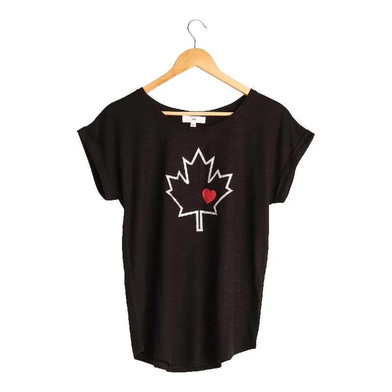 Canada Eh! Women's Screen Printed Roll Sleeve T-Shirt