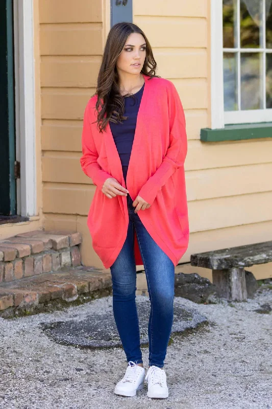 CORAL MERINO BLEND CARDI SHORT