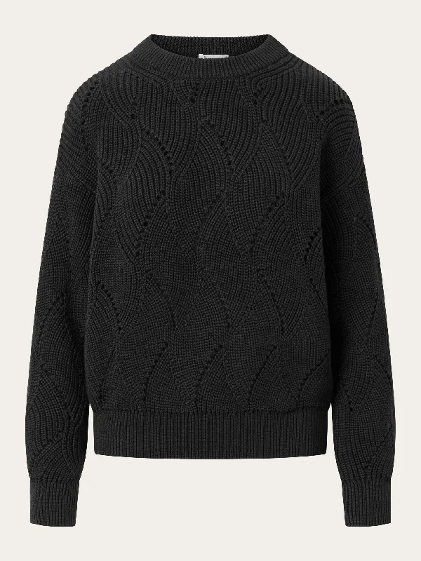 Cotton cable crew neck - Black Jet