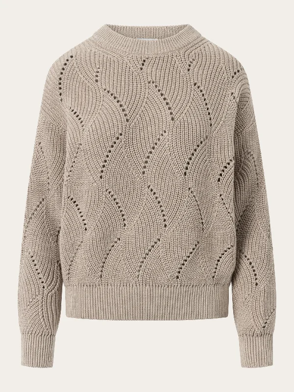 Cotton cable crew neck - Light feather gray