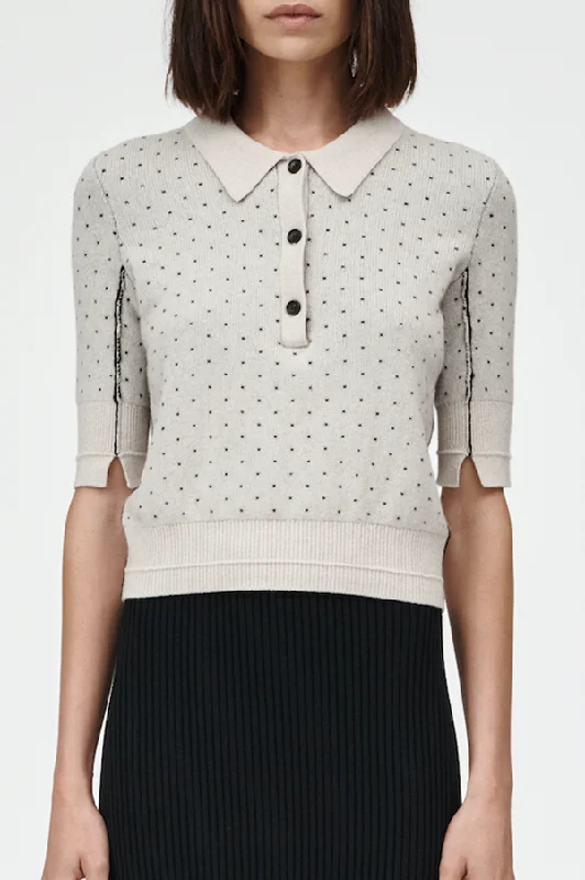 Jacquard Polo in Crema Dot