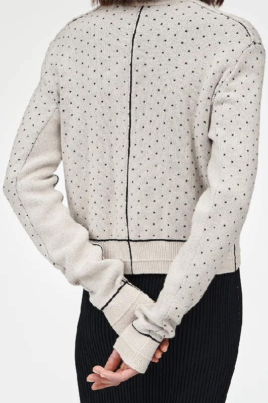 Jacquard Reversible Cardigan in Crema Dot