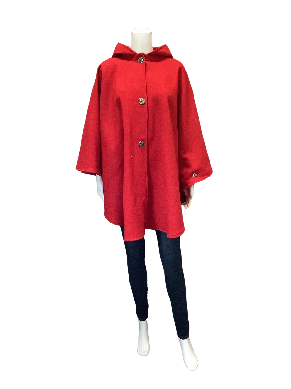 Johnson Woolen Mills Women's Cape Red Hooded Wool Size: One Size