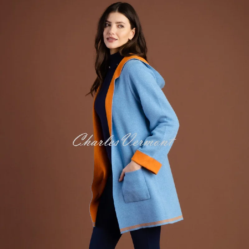 Marble Hooded Cardigan - Style 7196-213 (Powder Blue / Orange)