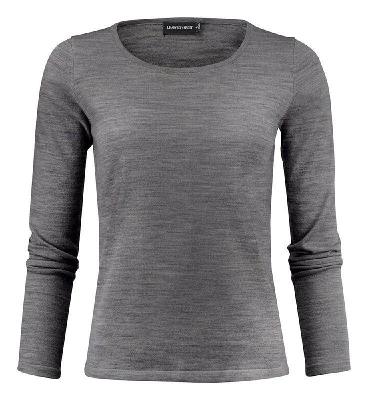 Merino Sweater U-Neck Woman Grey Melange