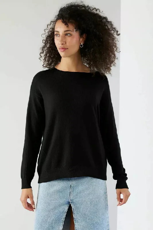 MIA FRATINO EMMA CASHMERE CREW - JET BLACK