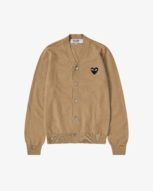 N024 UNISEX BLACK HEART CARDIGAN / BEIGE