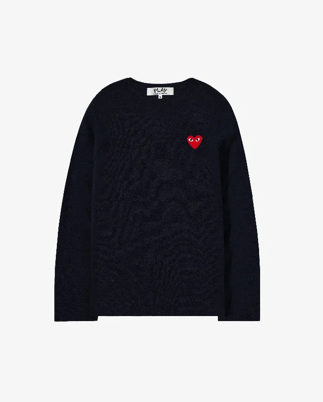 N068 UNISEX RED HEART CREWNECK JUMPER / NAVY