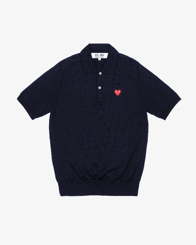 N094 UNISEX RED HEART POLO SHIRT / NAVY