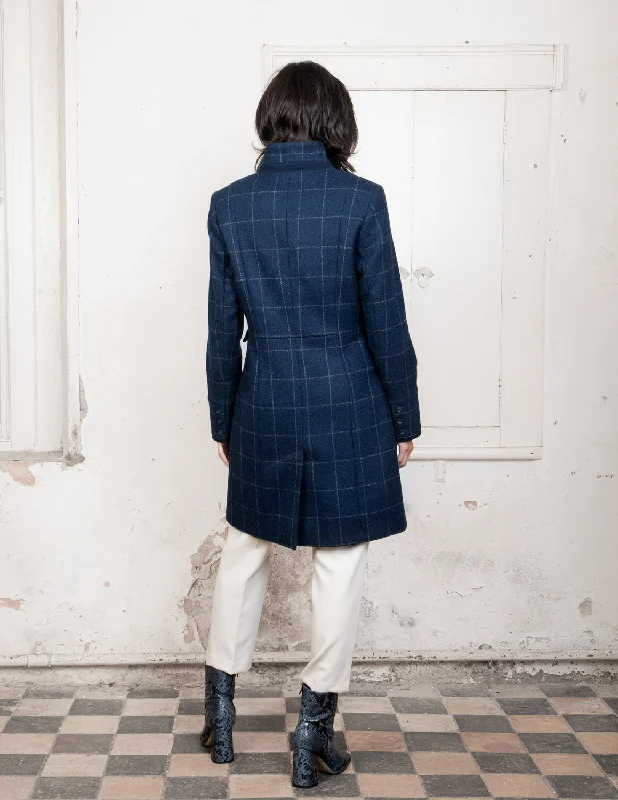 Pamela Tweed Coat - Navy Check