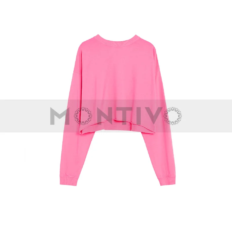 PB Washed effect Dark Pink Cropped Sweatshirt