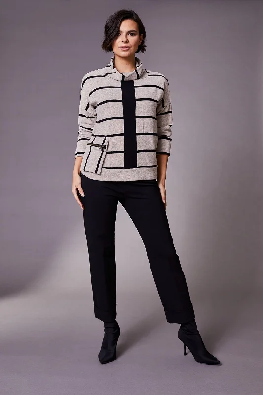 Peruzzi - W23169 Stripe Pocket Top