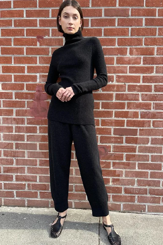 Rib Mockneck in Black Melange