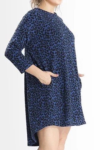 Shegul Khrstyana Knit Dress -Blue Leopard