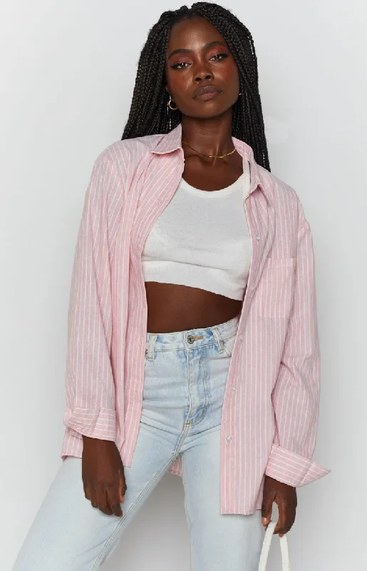 The Sarah Shirt Pink Pinstripe