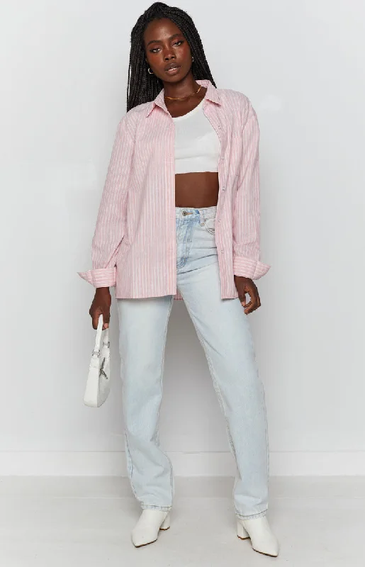 The Sarah Shirt Pink Pinstripe