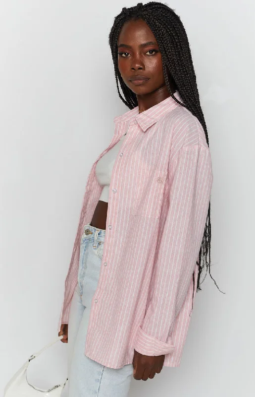 The Sarah Shirt Pink Pinstripe