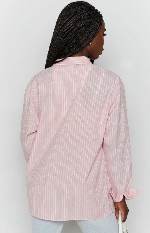 The Sarah Shirt Pink Pinstripe