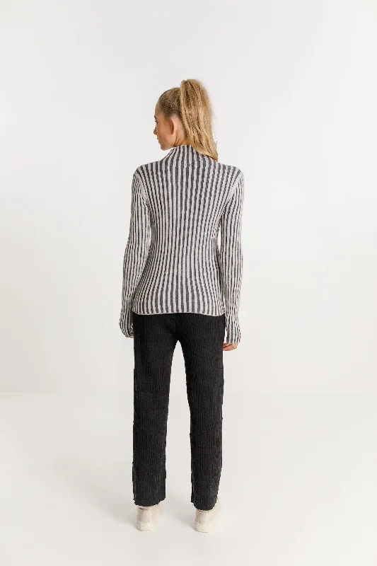 Turtle Neck - Sale - Black/Grey Stripe