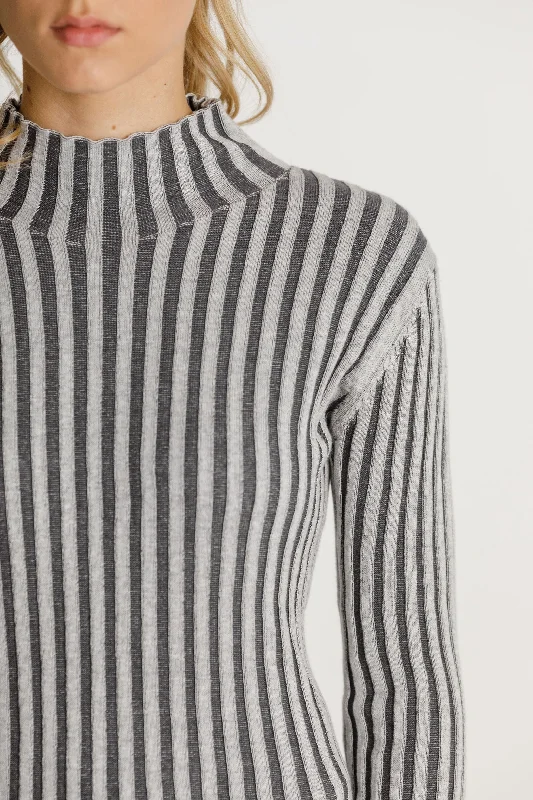 Turtle Neck - Sale - Black/Grey Stripe